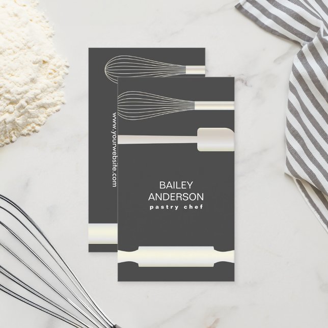 Modern Chic Bakery Pastry Chef Baking Business Card (Creator Uploaded)