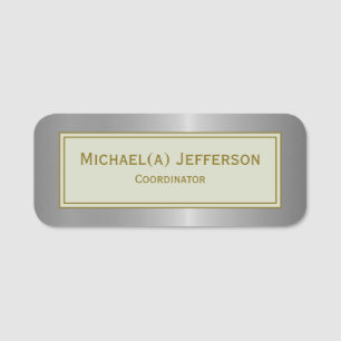 Modern Chic Beige Silver Metallic Fashionable Name Tag