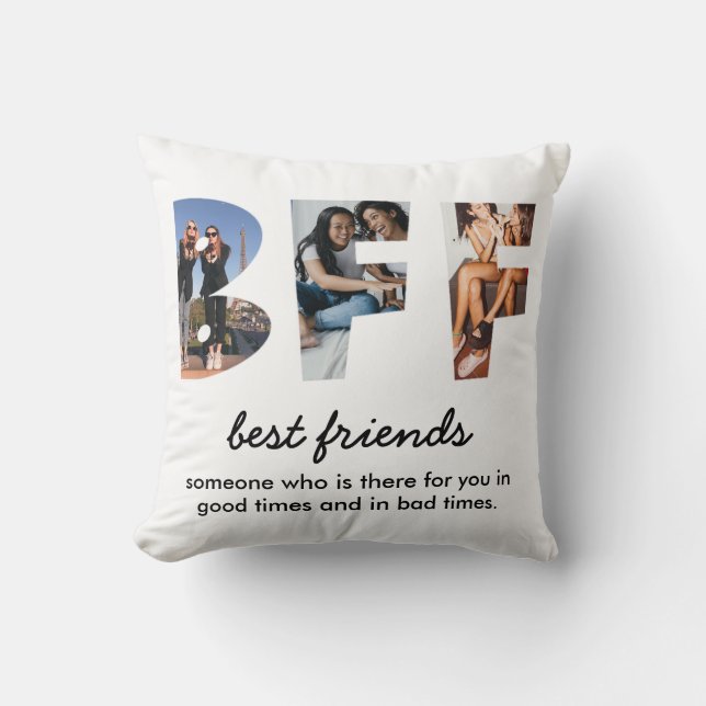 Modern Chic Best Friends 3 Photo Throw Pillow (Front)