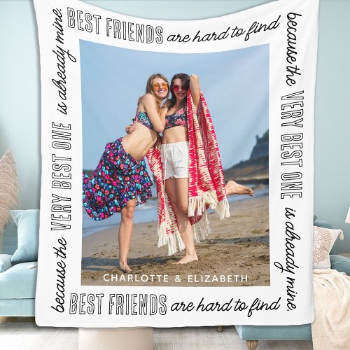 Modern Chic Best Friends Besties BFF Custom Photo Fleece Blanket