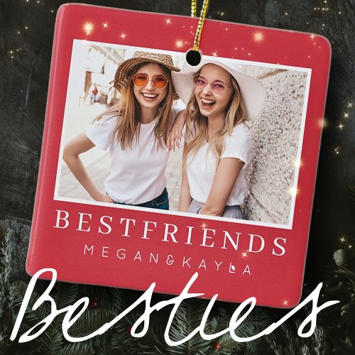 Modern Chic Best Friends BFF Photo Ceramic Ornament