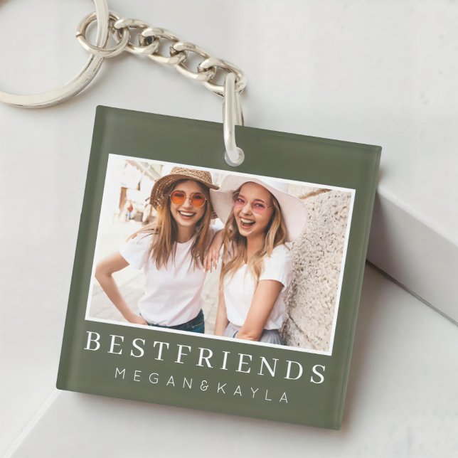 Modern Chic Best Friends BFF Photo Keychain (Creator Uploaded)