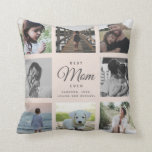 Modern Chic Best Mom Ever Blush Pink Photo Collage Throw Pillow