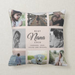Modern Chic Best Nana Ever Greenery Photo Collage  Throw Pillow<br><div class="desc">For the Best Nana Ever in your life: a modern, trendy Instagram friendly family photo collage throw pillow with modern script typography and your personal name and message. Perfect gift for the wonderful grandmother in your life for Mother's Day, a birthday, or the holiday season! This is the blush pink...</div>