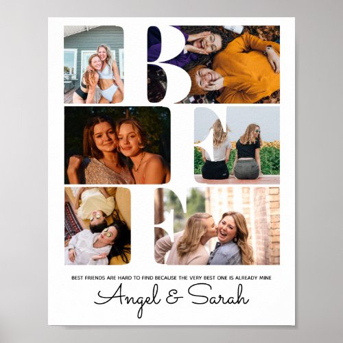 Modern Chic BFF Best Friends Elegant Photo Collage Poster