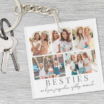 Modern Chic BFF Best Friends Keychain<br><div class="desc">This simple and elegant boho-inspired keychain is a perfect way to celebrate best friends. The design features a space for five photos, with "Besties" displayed underneath in a classic serif font. In soft script, there's room to add the friends' names or even a second line of text if you prefer....</div>