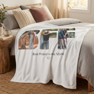 Modern Chic BFF Photo Collage Besties Fleece Blanket