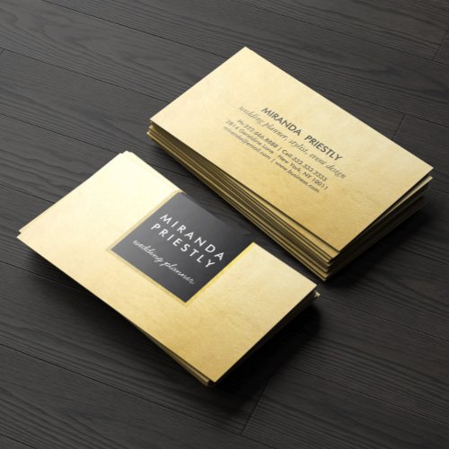 Modern Chic Black and Faux Gold Foil Luxe Creative Business Card