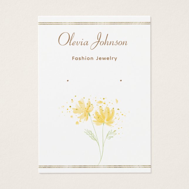 Modern chic Black and Gold earring display card  (Front)