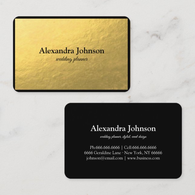 Modern Chic Black and Gold Foil Luxury Business Ca Business Card (Front/Back)