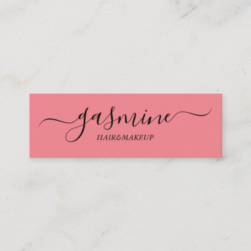 Modern Chic Black and Pink Casual Script Mini Business Card
