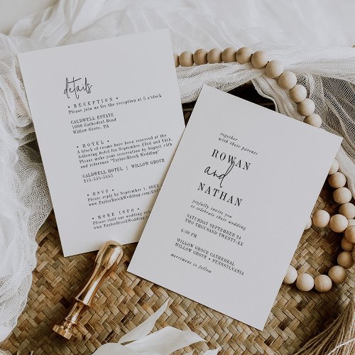 Modern Chic Black and White All In One Wedding Invitation