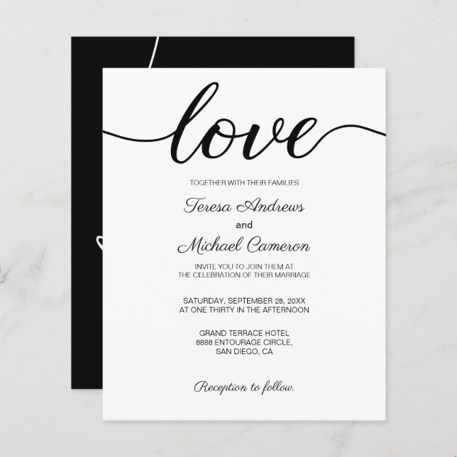 Modern Chic Black and White Budget Wedding (Front/Back)