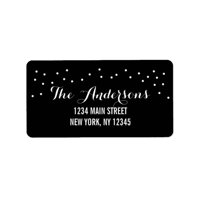 Modern Chic Black and White Dots Label (Front)