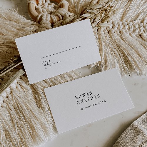 Modern Chic Black and White Flat Wedding Place Card