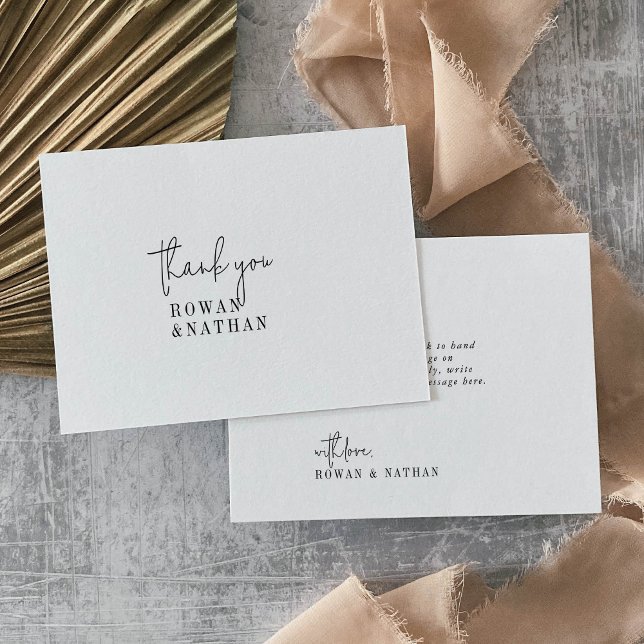 Modern Chic Black and White Flat Wedding Thank You Card (Creator Uploaded)