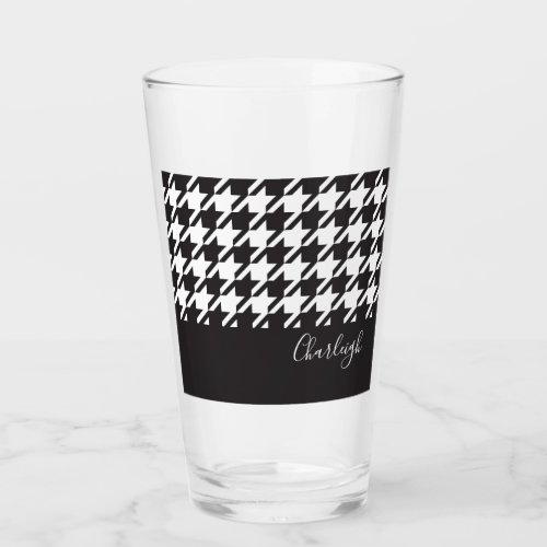 Modern Chic Black and White Houndstooth Glass