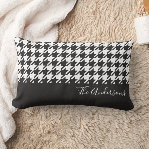 Modern Chic Black and White Houndstooth Lumbar Pillow