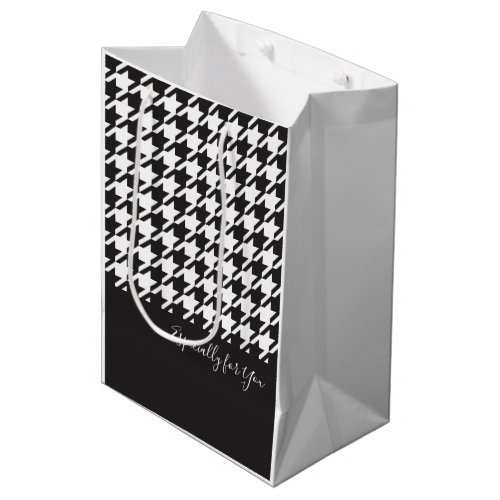 Modern Chic Black and White Houndstooth Medium Gift Bag