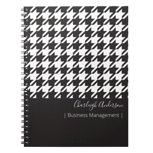 Modern Chic Black and White Houndstooth Notebook