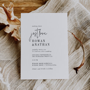 Modern Chic Black and White Just Love Wedding Invitation