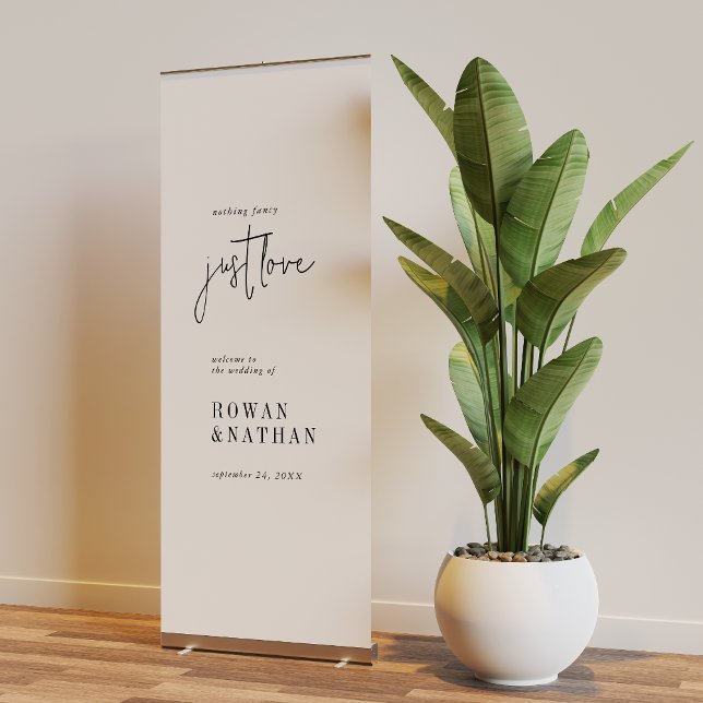 Modern Chic Black and White Just Love Welcome Retractable Banner (Creator Uploaded)