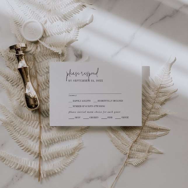 Modern Chic Black and White Menu Choice RSVP Card (Creator Uploaded)