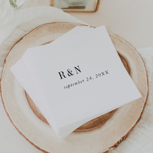 Modern Chic Black and White Monogram Wedding Napkins