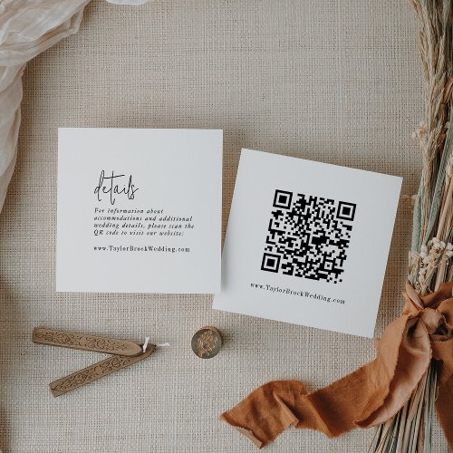 Modern Chic Black and White QR Code Details Enclosure Card