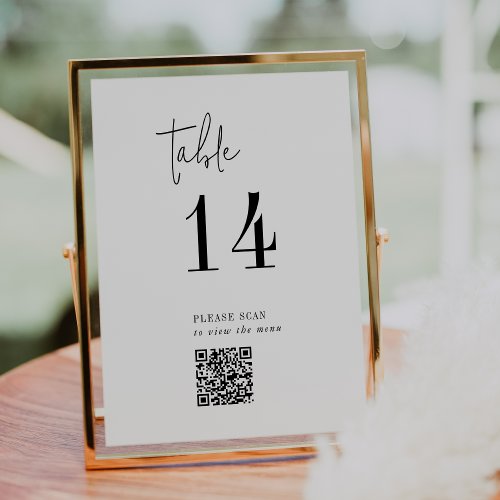 Modern Chic Black and White QR Code Table Number