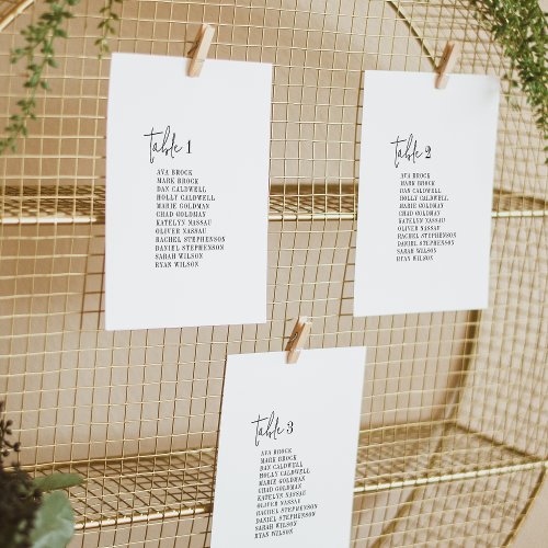 Modern Chic Black and White Seating Chart Cards