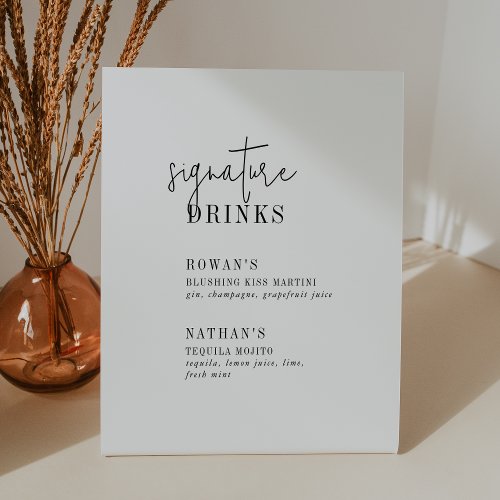 Modern Chic Black and White Signature Drinks Sign