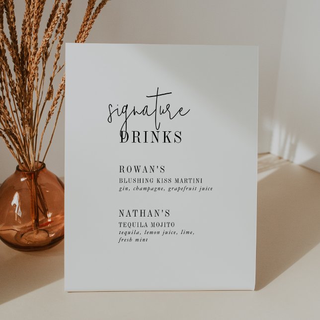 Modern Chic Black and White Signature Drinks Sign (Creator Uploaded)