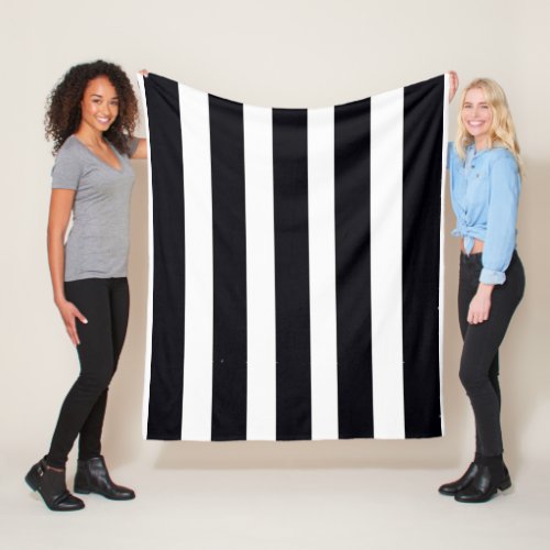 Modern Chic Black And White Striped Classic Cool Fleece Blanket