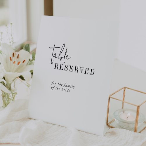 Modern Chic Black and White Table Reserved Sign