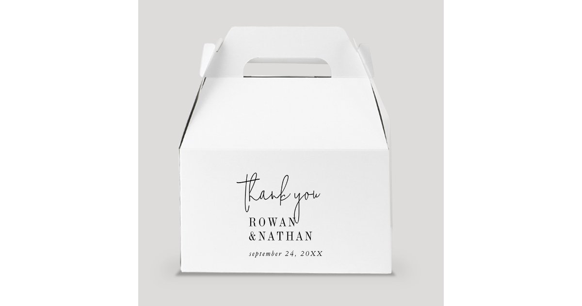 Modern Chic Black and White Thank You Wedding Favor Boxes | Zazzle