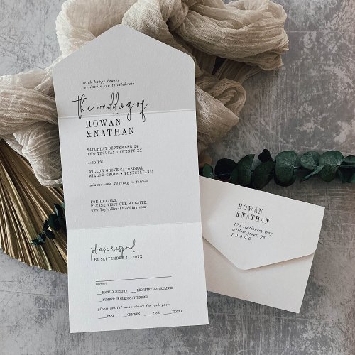 Modern Chic Black and White Wedding All In One Invitation