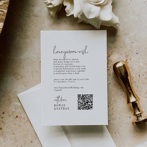 Modern Chic Black and White Wedding Honeymoon Wish Enclosure Card