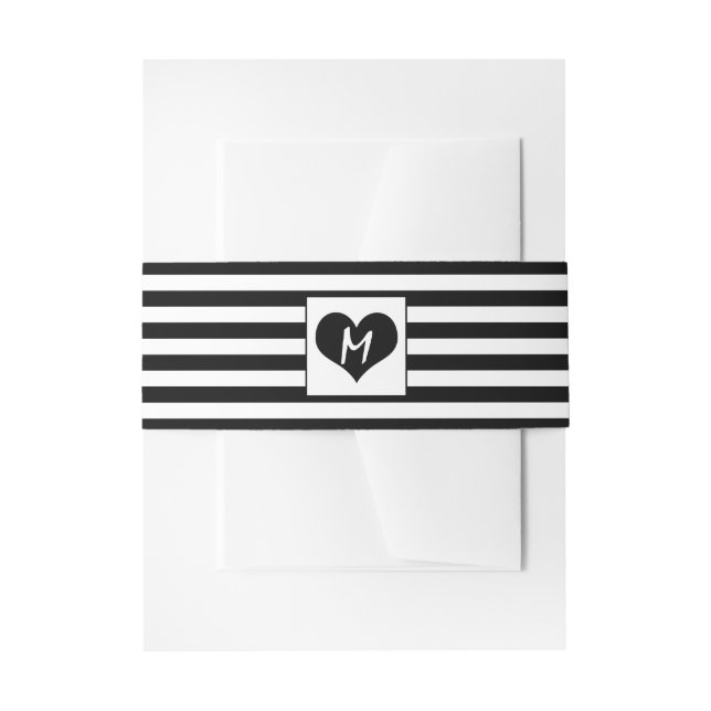 Modern Chic Black and White Wedding Invitation Belly Band (Front Example)