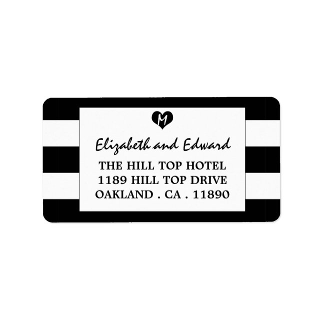 Modern Chic Black and White Wedding Label (Front)