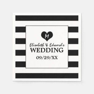 Modern Chic Black and White Wedding Napkins