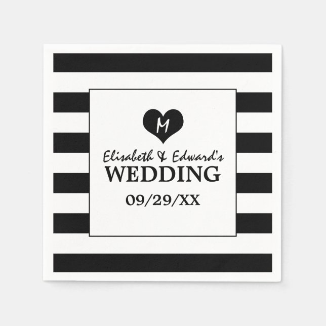 Modern Chic Black and White Wedding Napkins (Front)