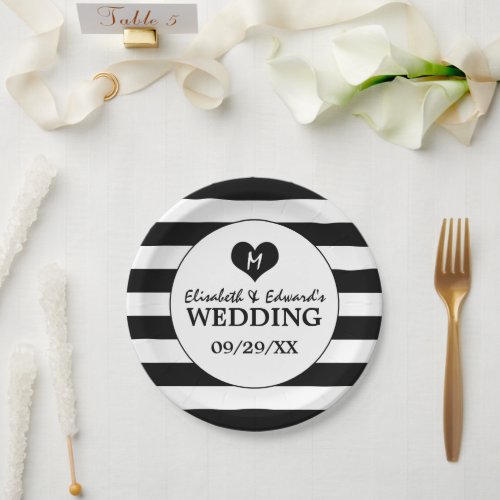 Modern Chic Black and White Wedding Paper Plates