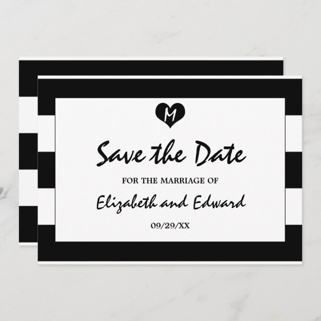 Modern Chic Black and White Wedding Save The Date (Front/Back)