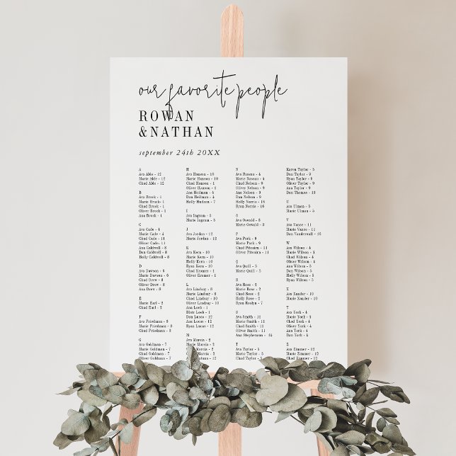 Modern Chic Black and White Wedding Seating Chart Foam Board (Creator Uploaded)