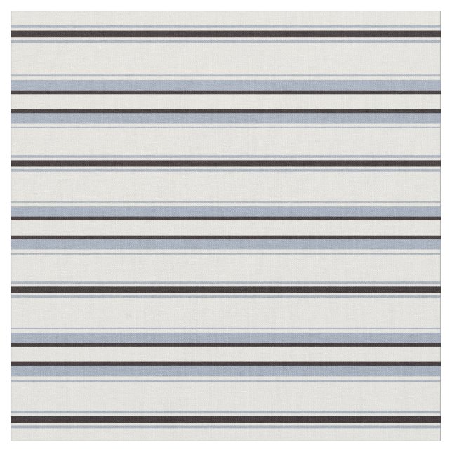 Modern chic black, blue and white stripes fabric (Close Up)