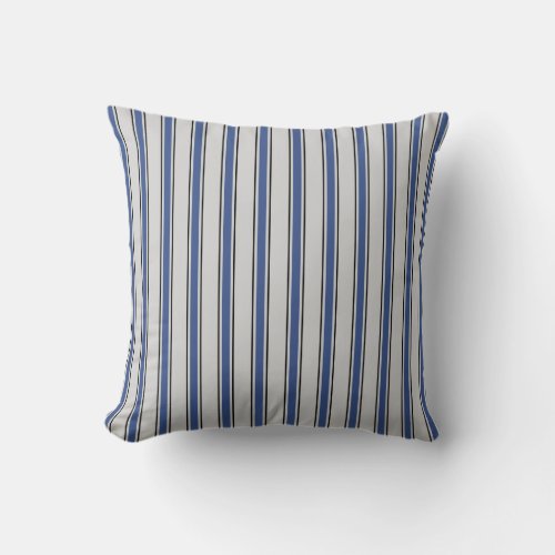 Modern chic black blue and white stripes pillow