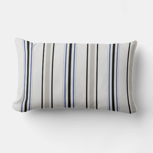 Modern chic black blue and white stripes pillow