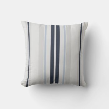 Modern Chic Black  Blue And White Stripes Pillow by TintAndBeyond at Zazzle