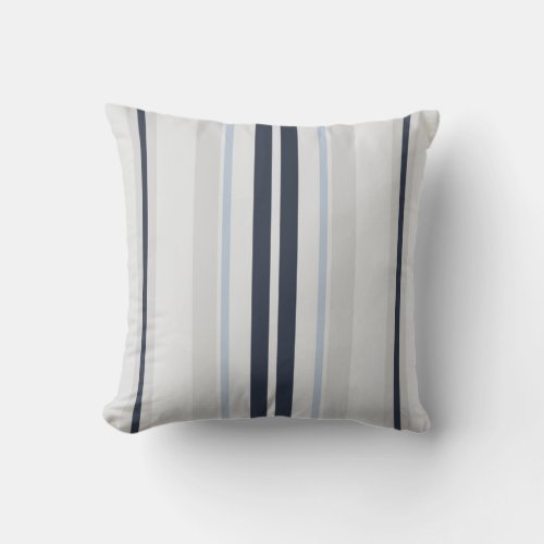 Modern chic black blue and white stripes pillow